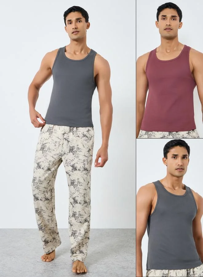 Styli  Pack of 2 - Men Cotton Ribbed Vest for Men | Best Price UAE